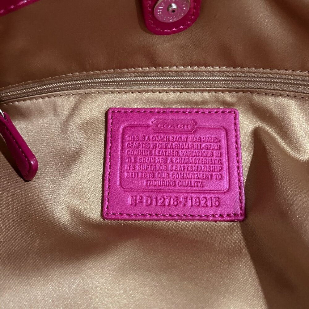 COACH Hot Pink Patent Leather Signature Carryall Kisslock Bag - Picture 10 of 13